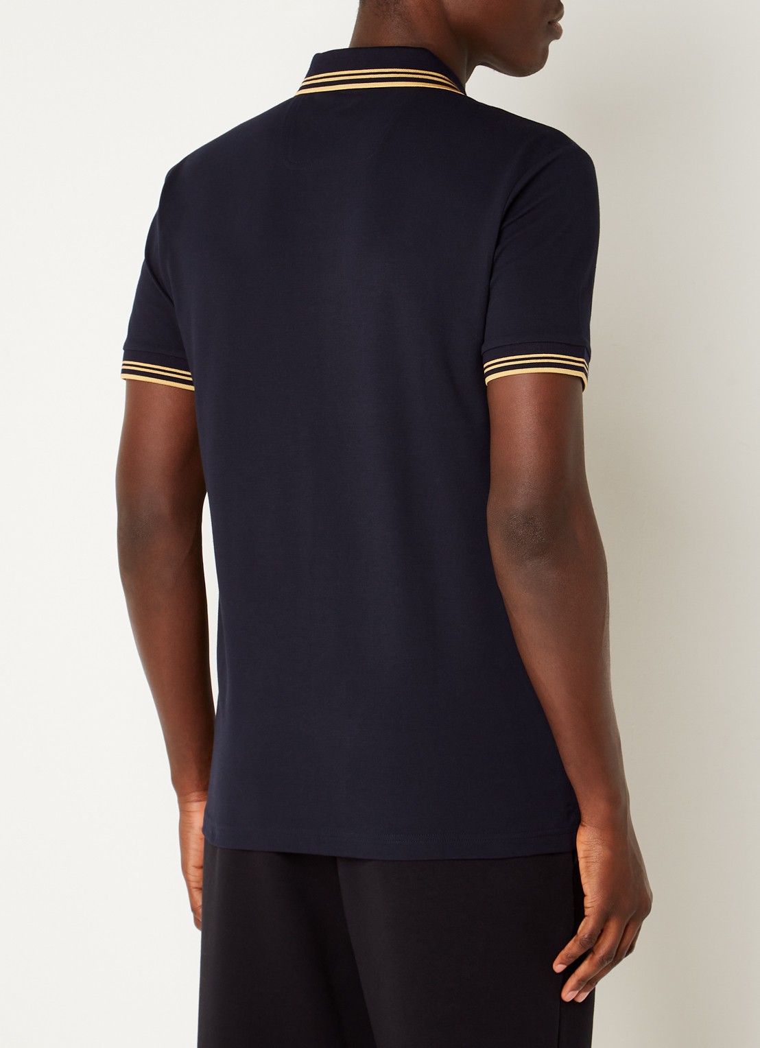 BOSS Paul slim fit polo van piqué katoen met logo - achterkant donkerblauw