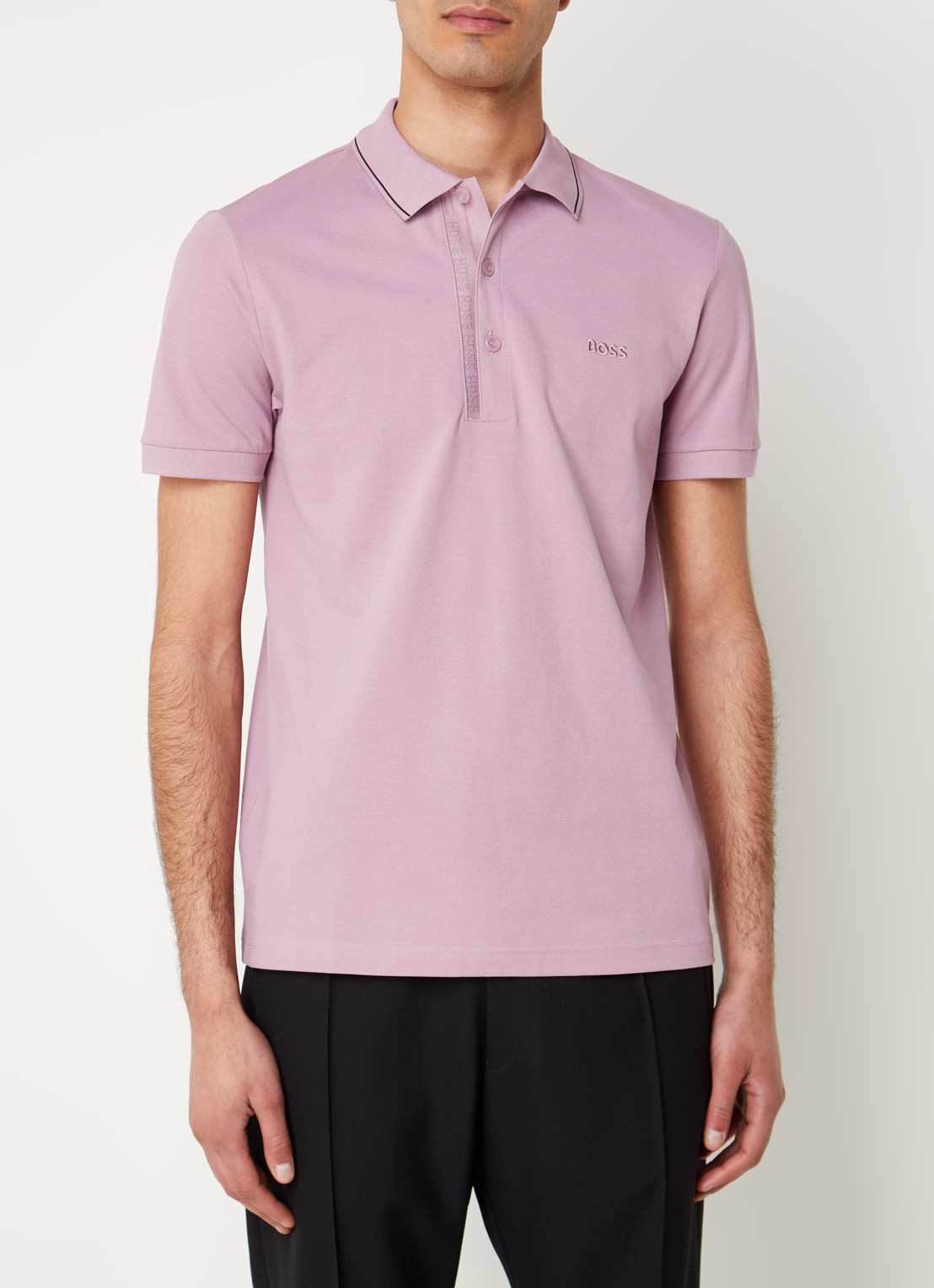 BOSS Paule slim fit polo met logoborduring - detail 2 oudroze