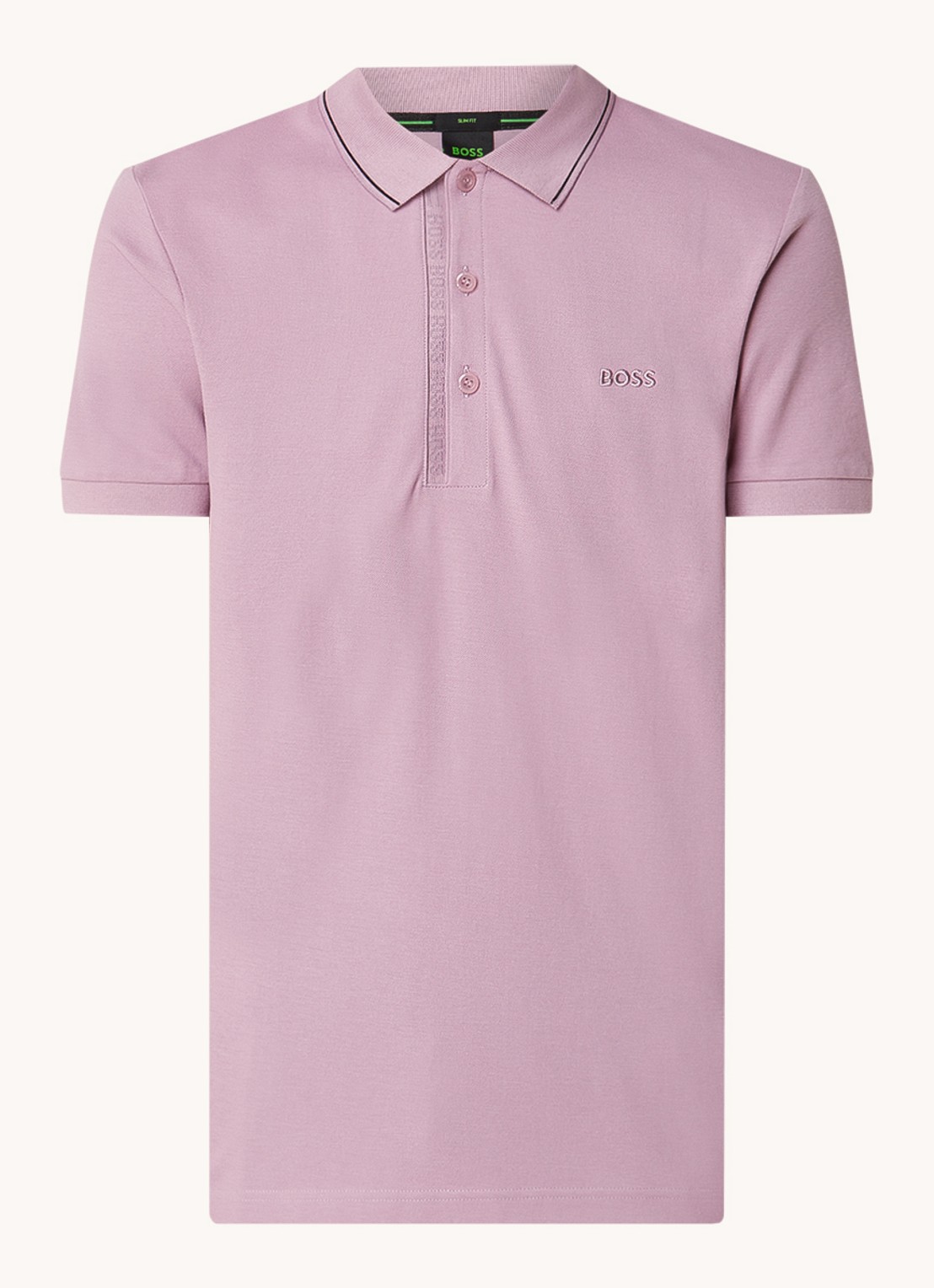 BOSS Paule slim fit polo met logoborduring - voorkant 3 oudroze