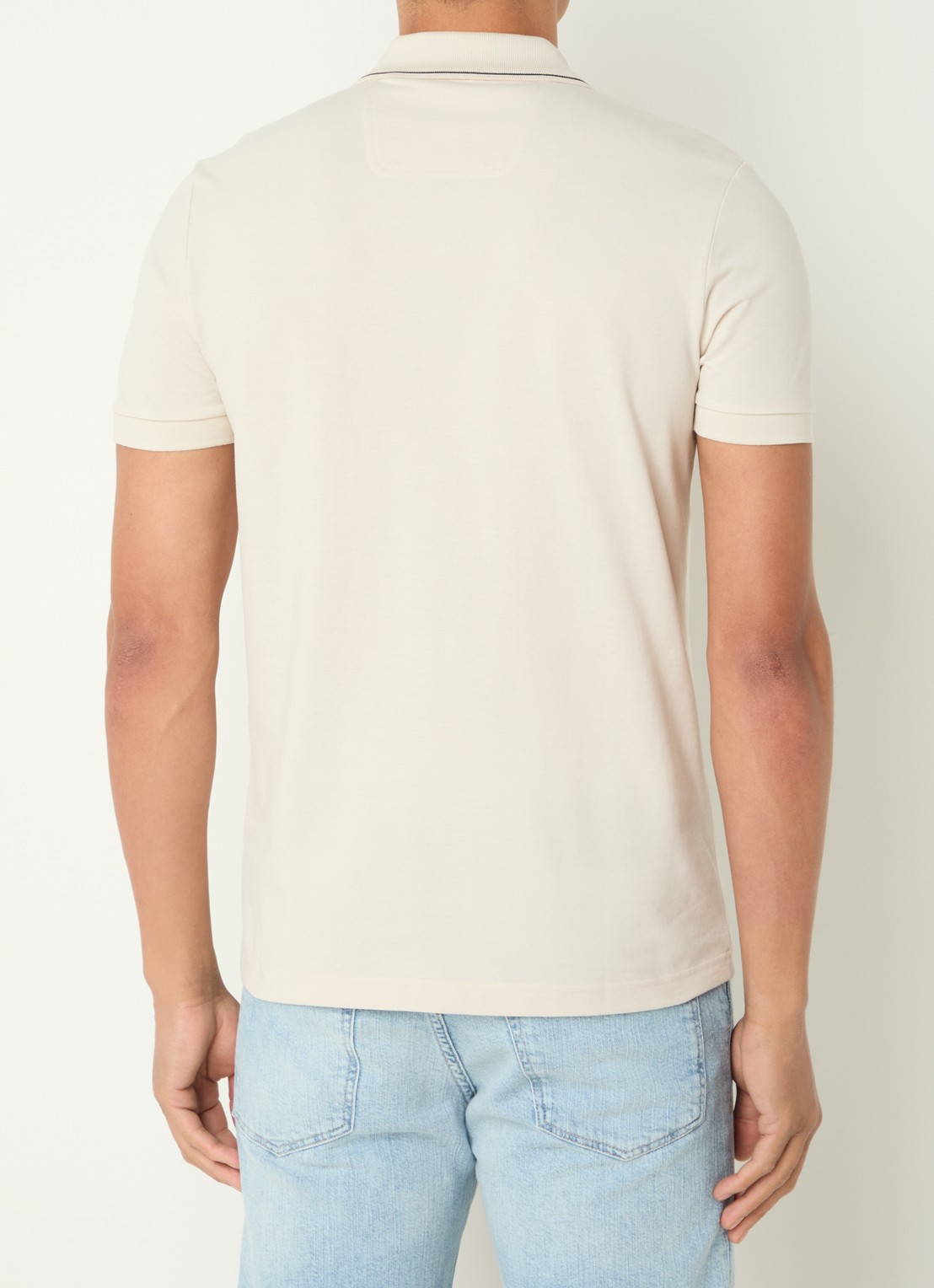 BOSS Paule slim fit polo met logoborduring - achterkant creme