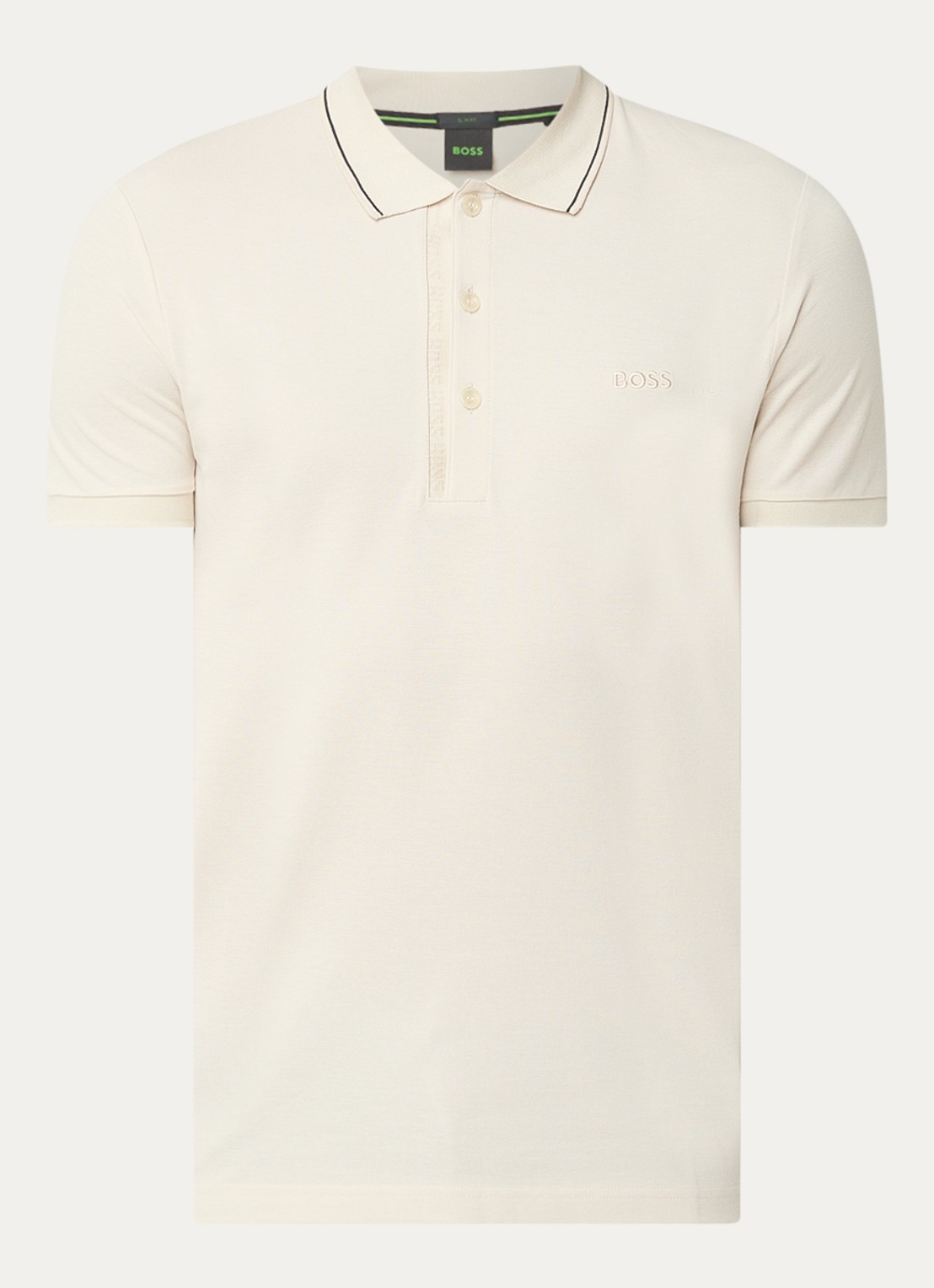 BOSS Paule slim fit polo met logoborduring - voorkant 2 creme