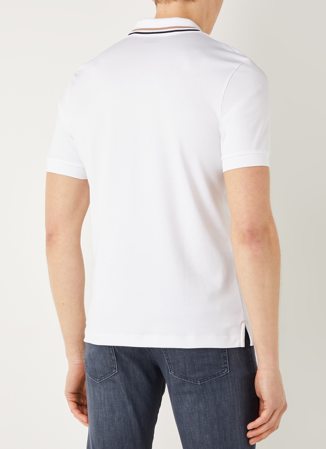 BOSS Penrose slim fit polo met logo - achterkant wit