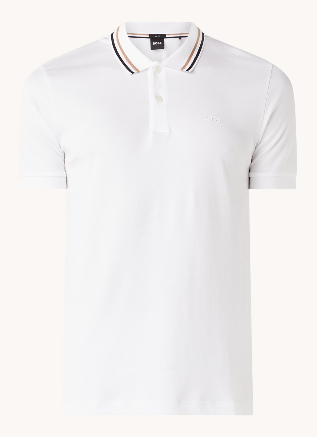 BOSS Penrose slim fit polo met logo - voorkant 2 wit
