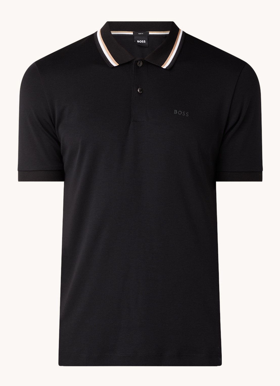 BOSS Penrose slim fit polo met logo - voorkant 2 zwart