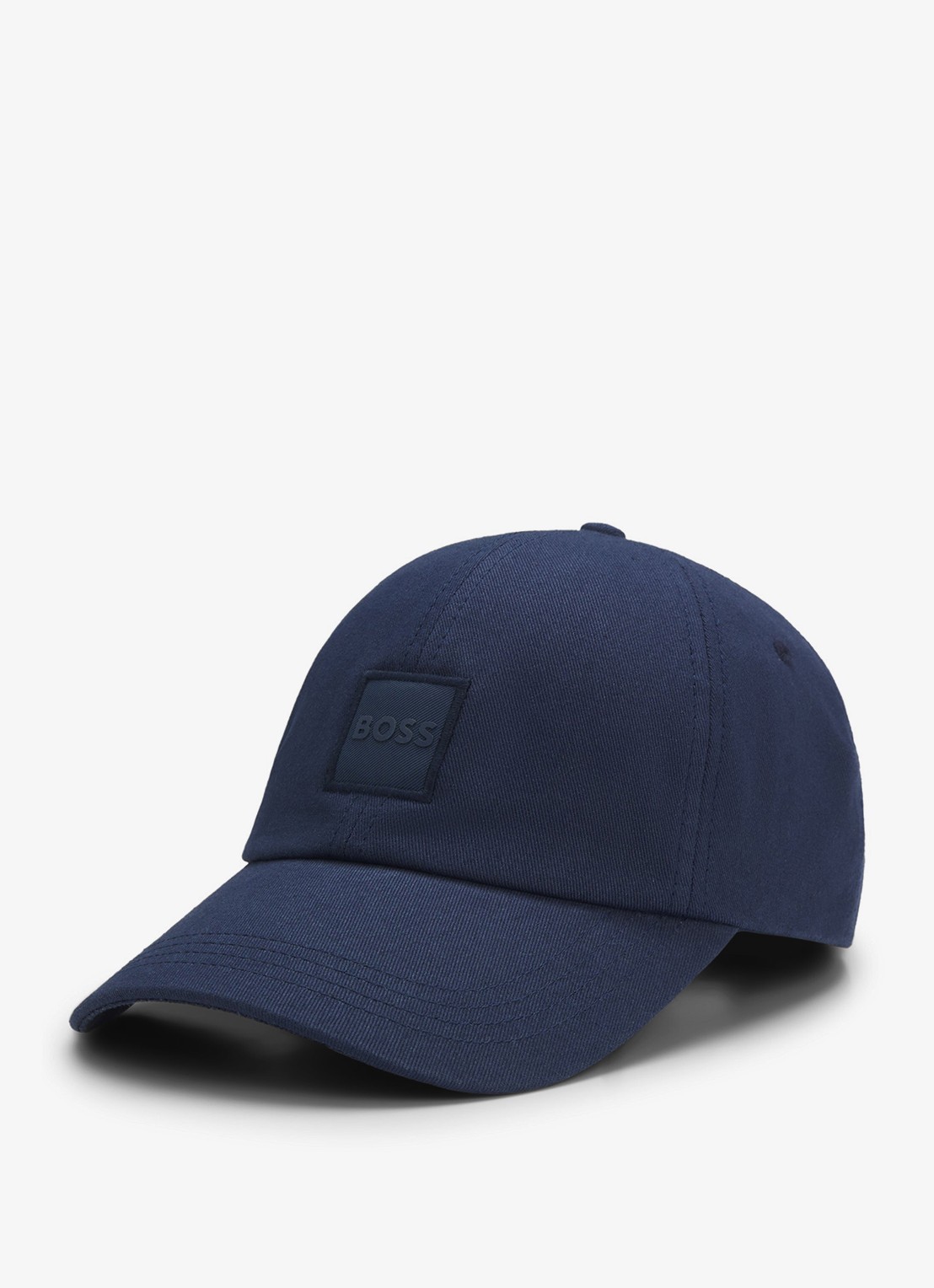 BOSS Pet van katoenen twill met logopatch - voorkant 3 open blue-464