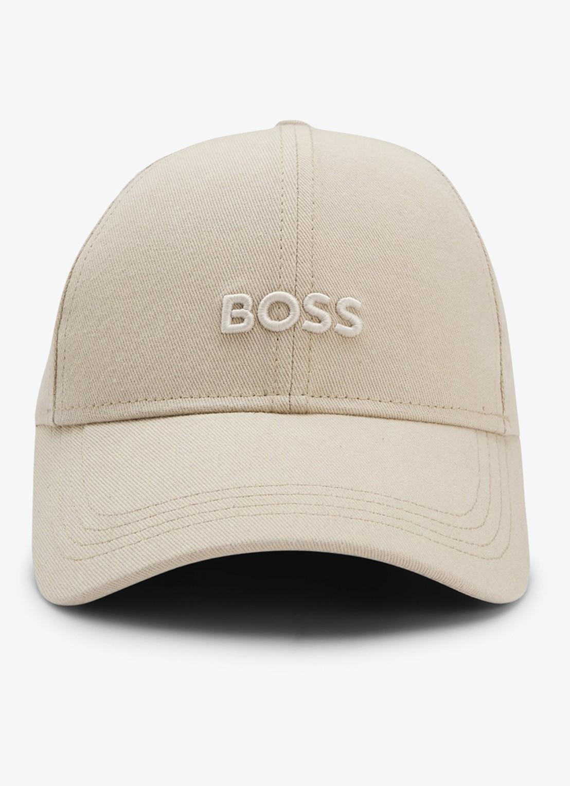 BOSS Pet van katoenen twill met ton-sur-ton logostiksel - voorkant 4 light beige-275 / beige
