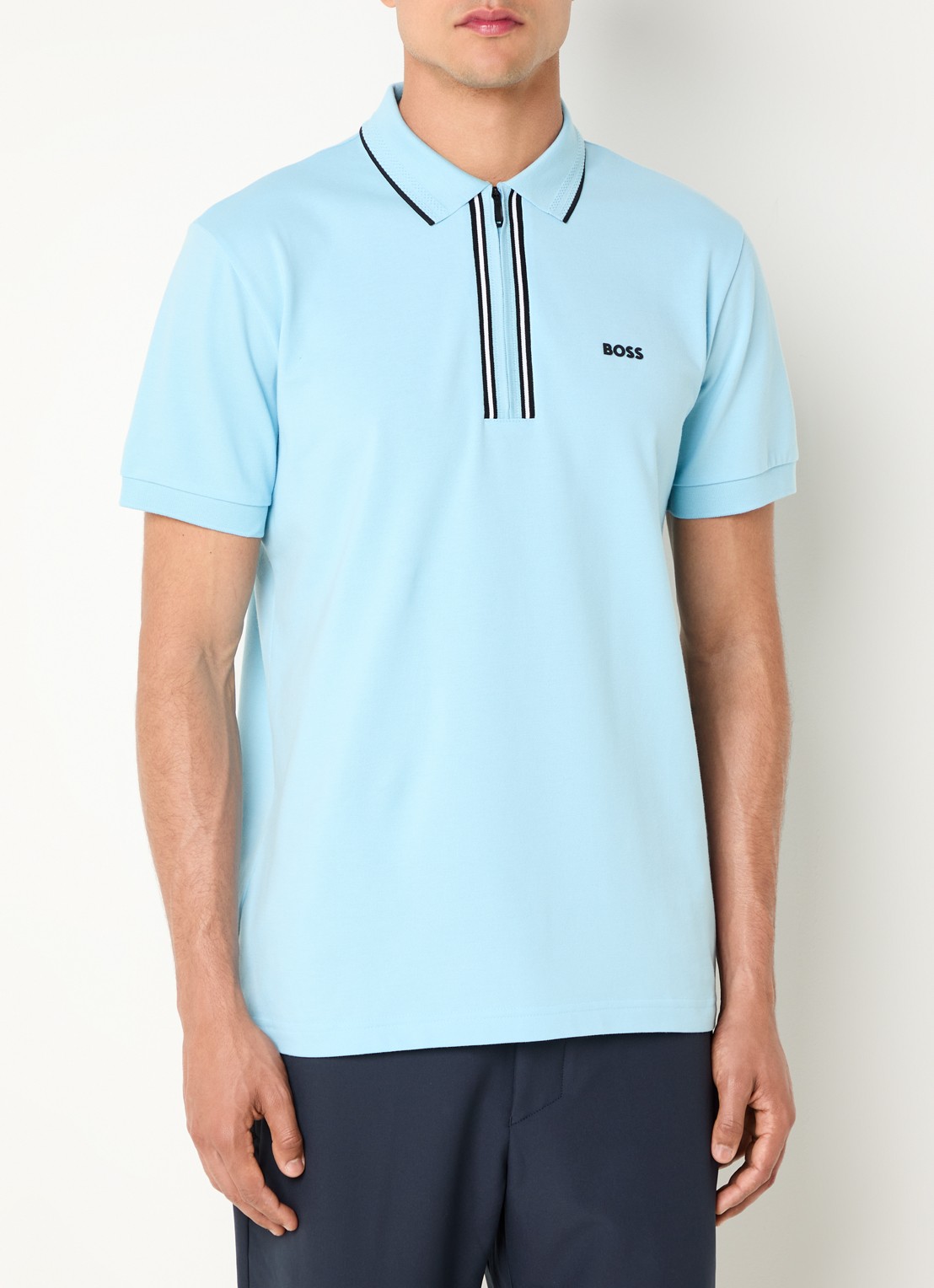 BOSS Phillix regular fit polo met logo - detail lichtblauw