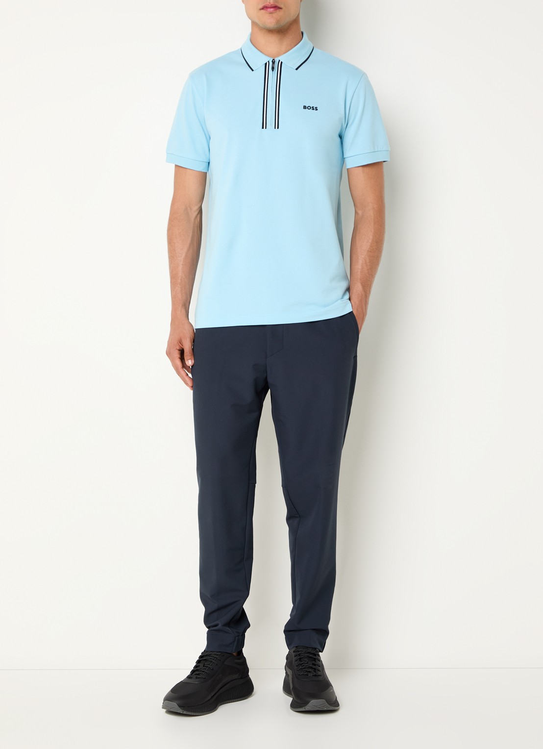 BOSS Phillix regular fit polo met logo - voorkant 4 lichtblauw