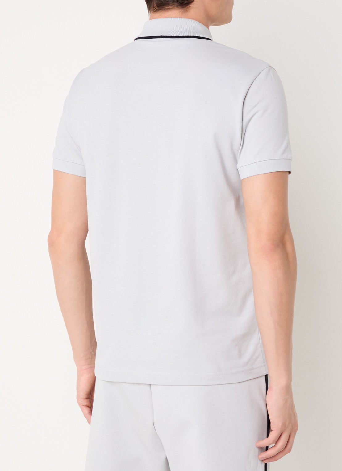 BOSS Phillix Tape regular fit polo van piqué katoen met logo - achterkant lichtgrijs