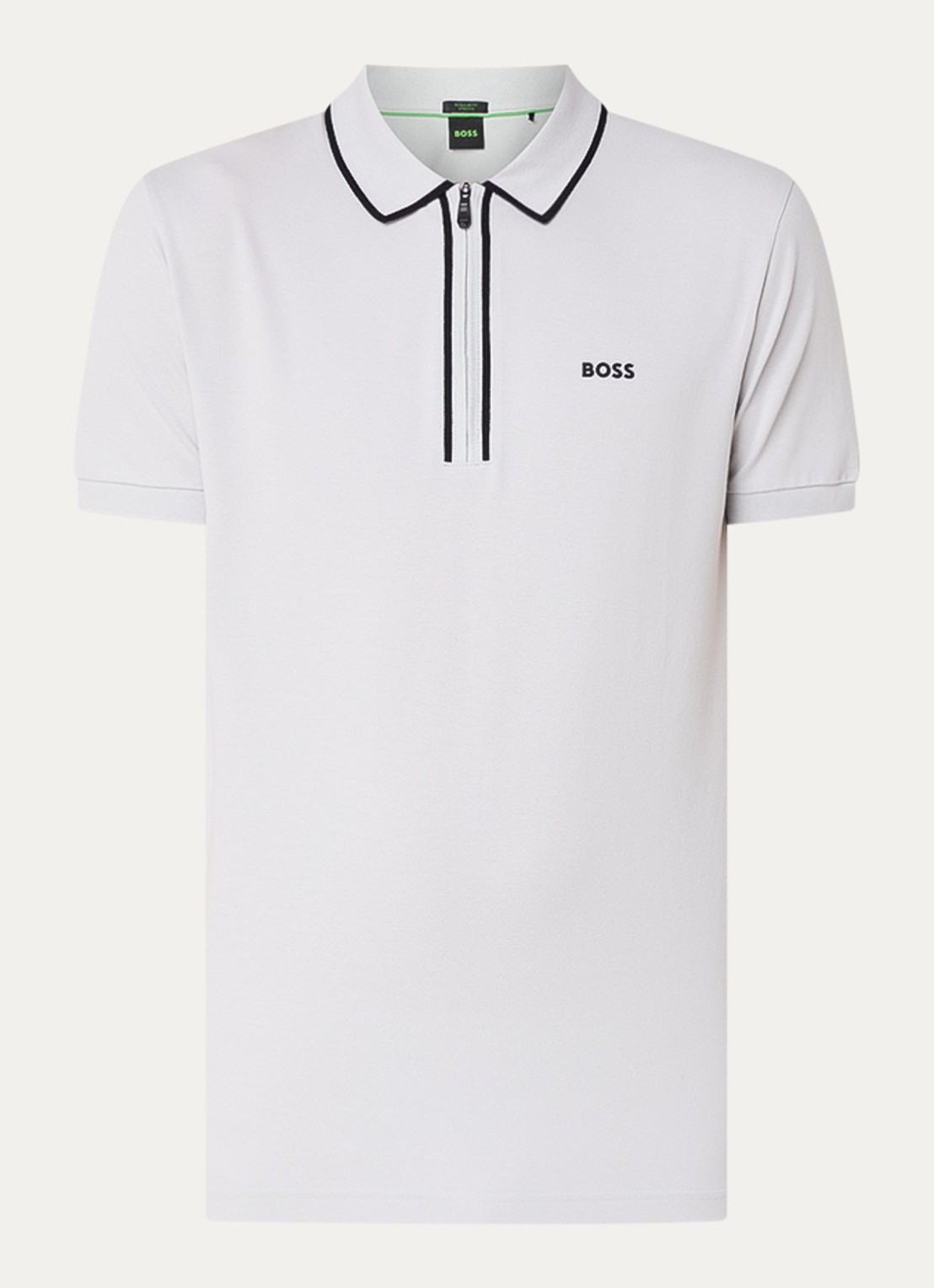 BOSS Phillix Tape regular fit polo van piqué katoen met logo - voorkant 3 lichtgrijs