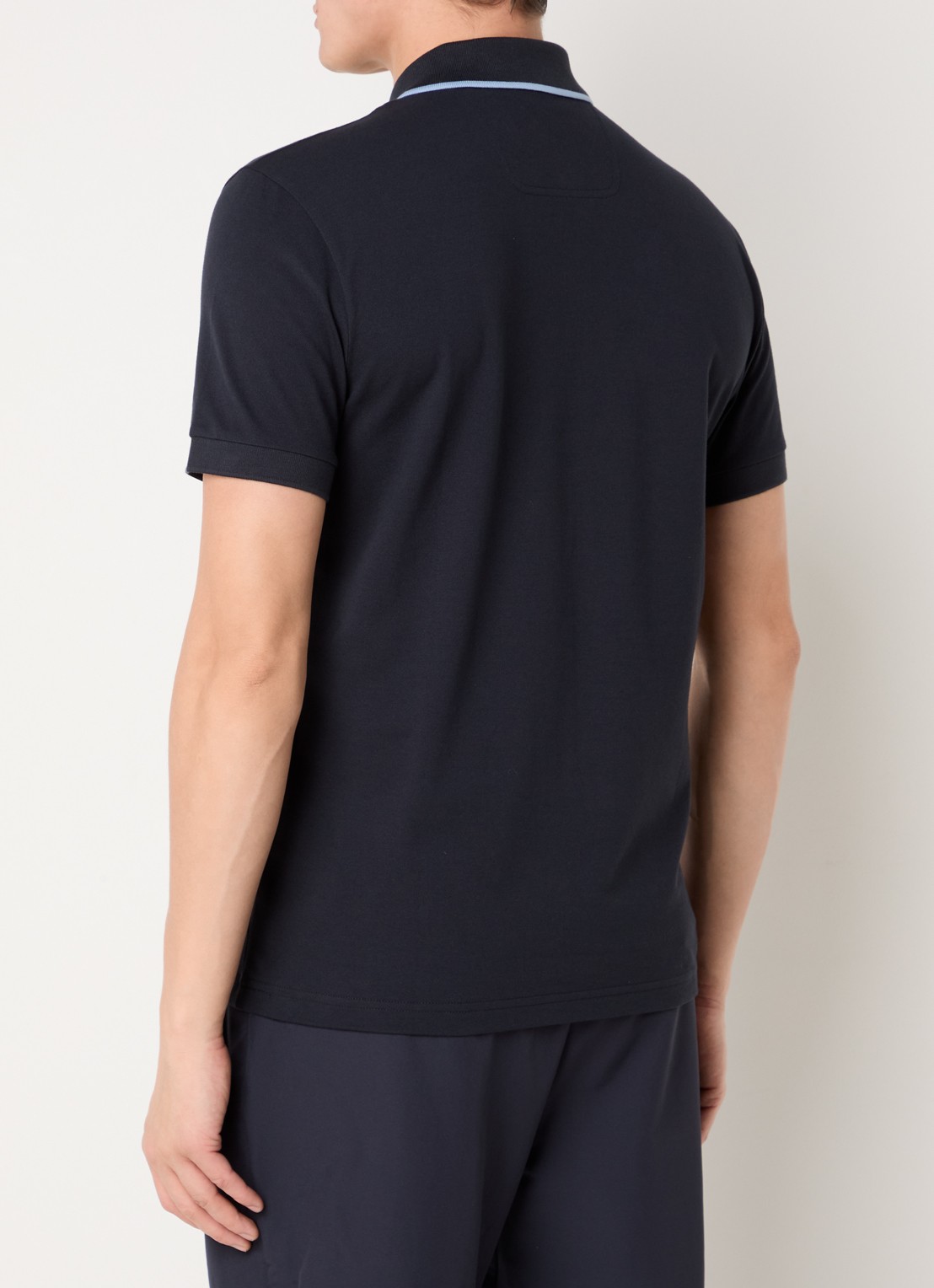 BOSS Phillix Tape regular fit polo van piqué katoen met logo - achterkant donkerblauw