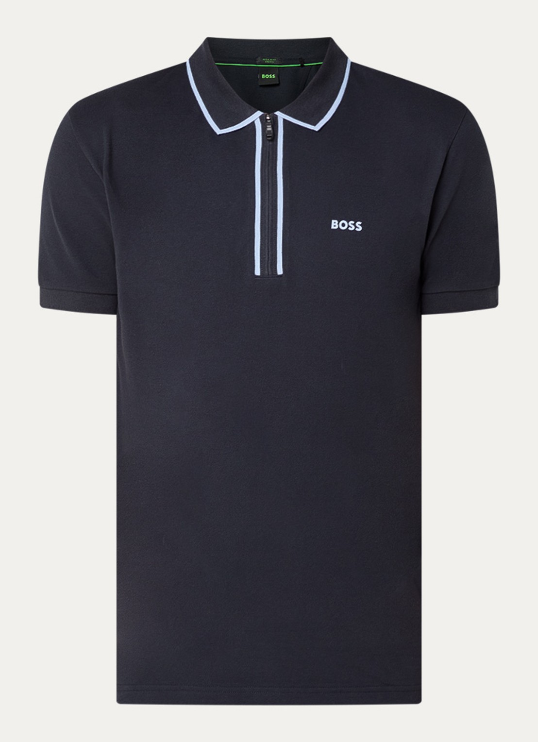 BOSS Phillix Tape regular fit polo van piqué katoen met logo - voorkant 3 donkerblauw
