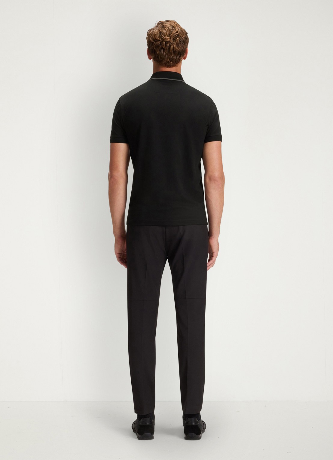 BOSS Phillix Tape regular fit polo van piqué katoen met logo - achterkant 3 zwart