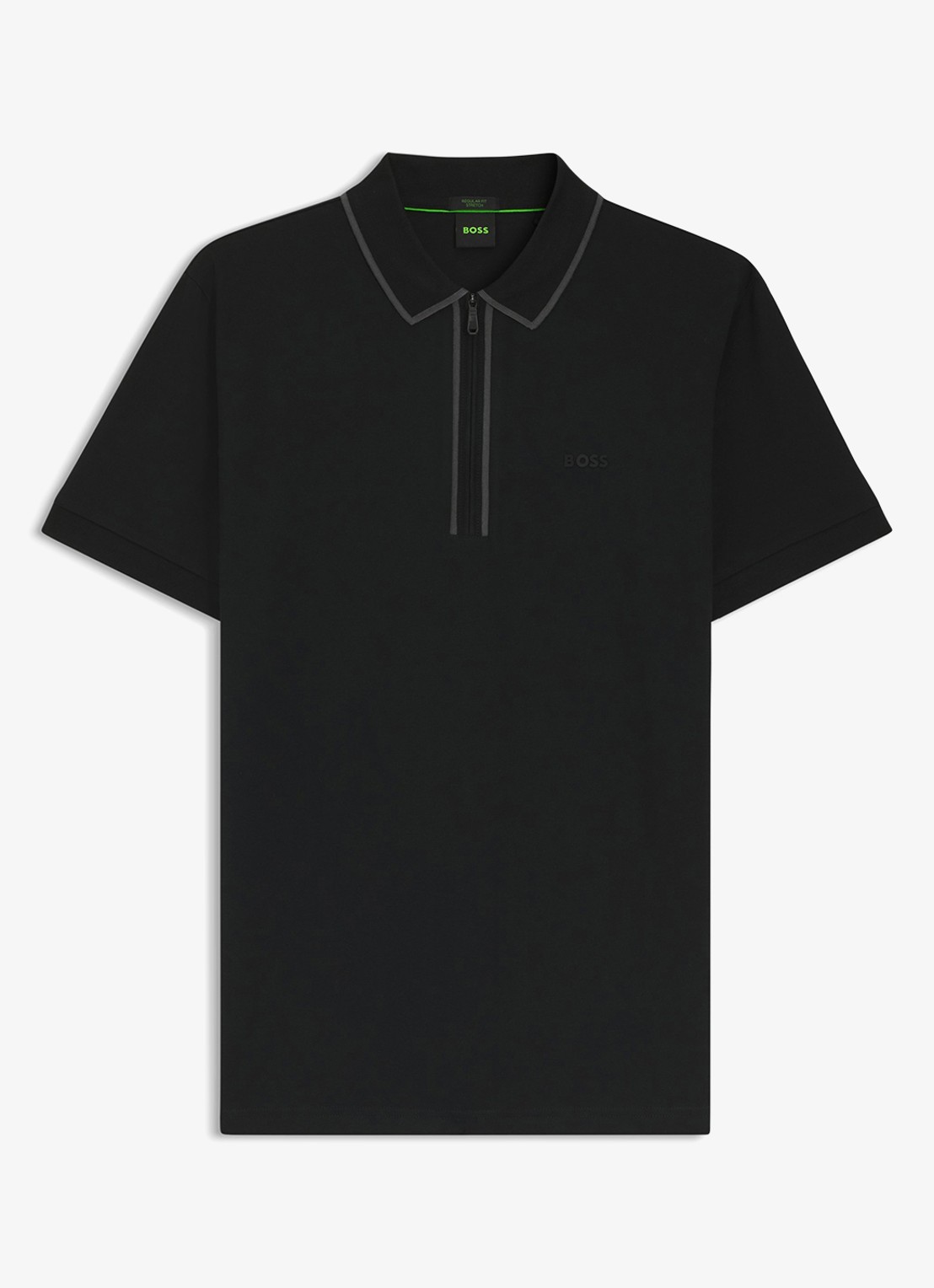 BOSS Phillix Tape regular fit polo van piqué katoen met logo - voorkant zwart