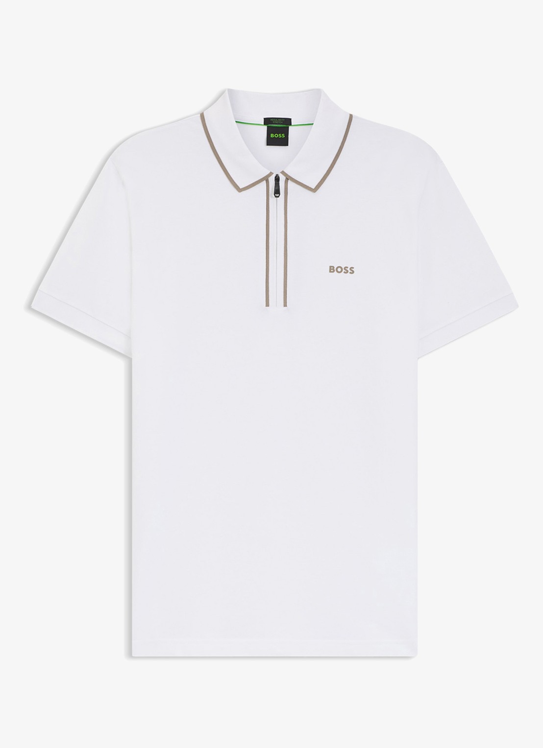 BOSS Phillix Tape regular fit polo van piqué katoen met logo - voorkant 3 wit