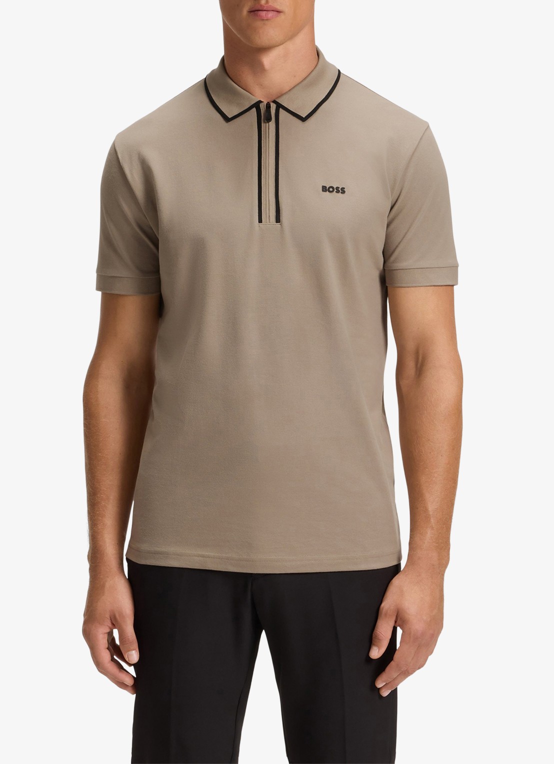 BOSS Phillix Tape regular fit polo van piqué katoen met logo - detail 3 lindegroen