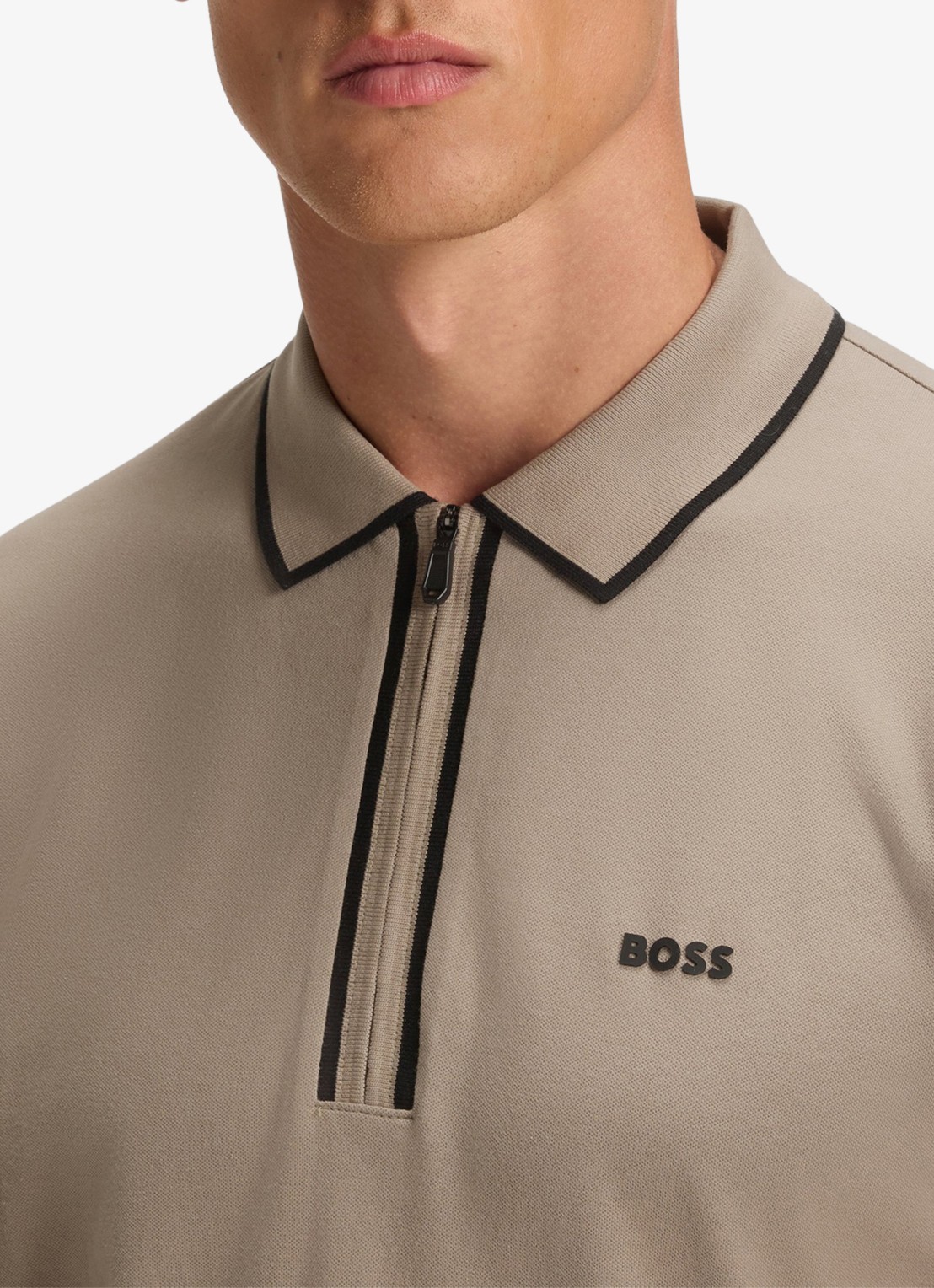 BOSS Phillix Tape regular fit polo van piqué katoen met logo - detail 4 lindegroen