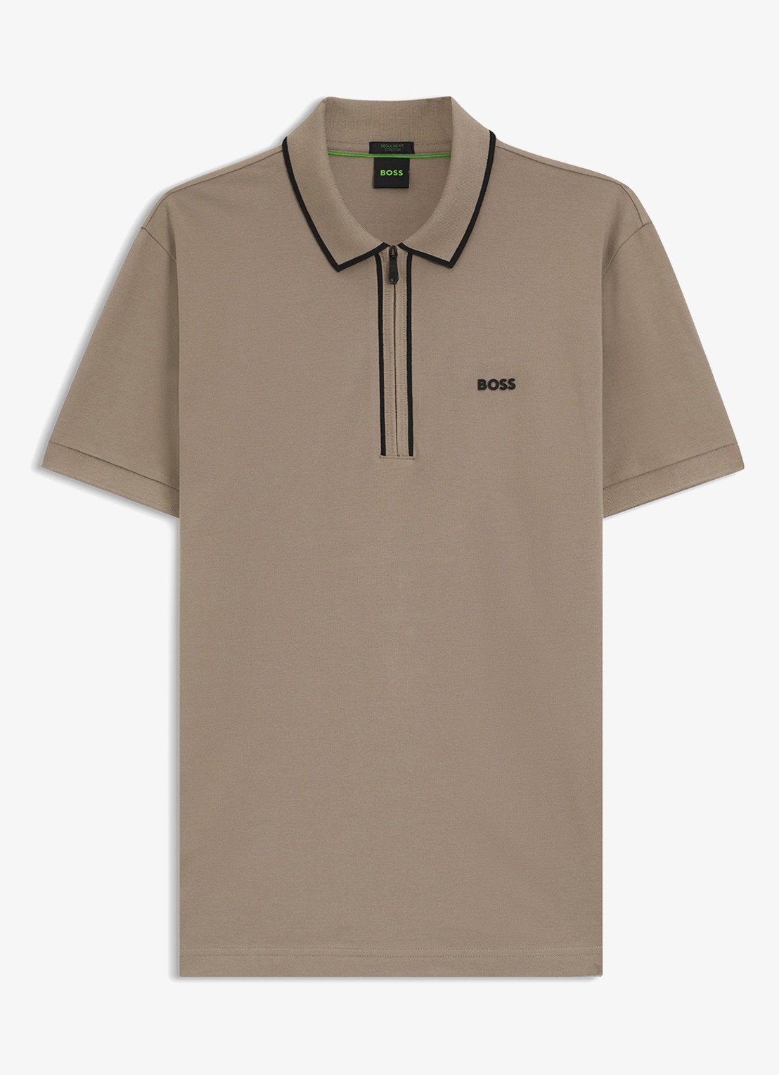 BOSS Phillix Tape regular fit polo van piqué katoen met logo - voorkant lindegroen