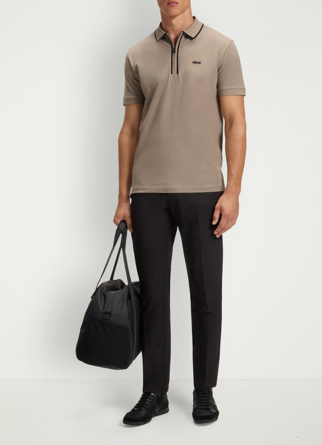 BOSS Phillix Tape regular fit polo van piqué katoen met logo - voorkant 2 lindegroen