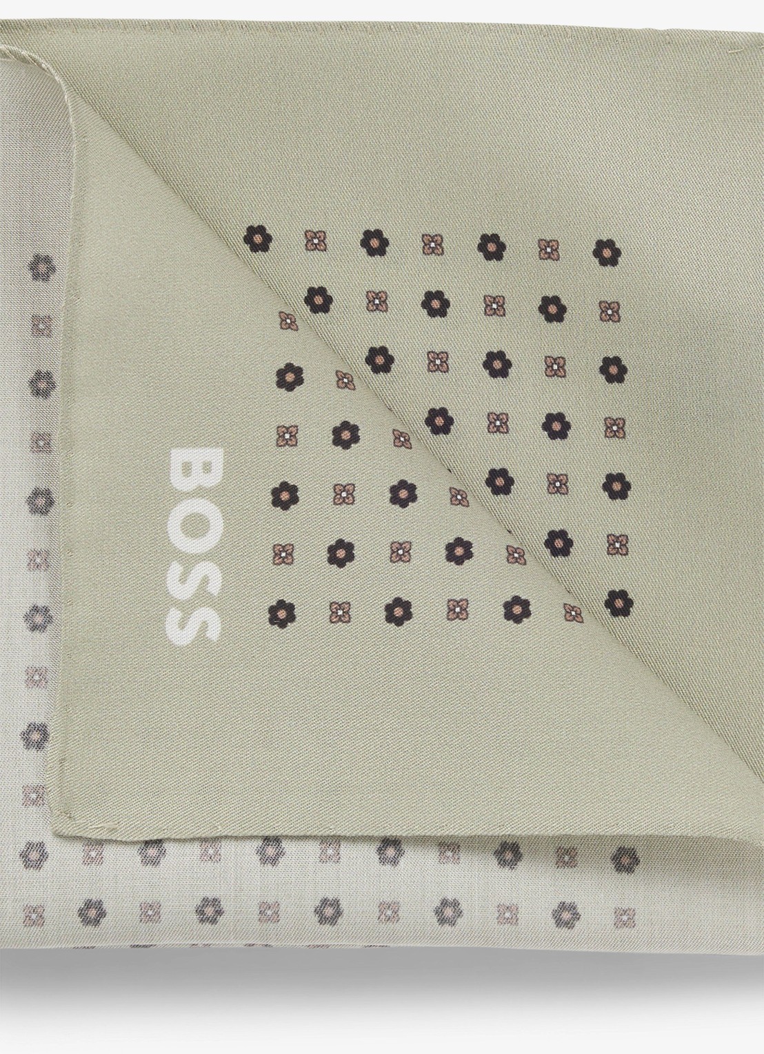 BOSS Pochet met bloemenprint - voorkant lindegroen