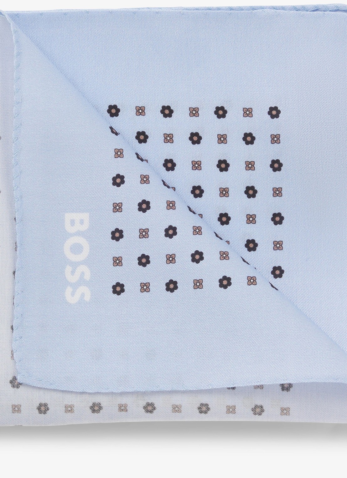 BOSS Pochet met bloemenprint - achterkant 3 lichtblauw