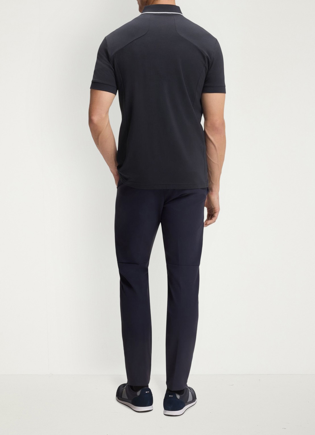 BOSS Polo met halve rits - achterkant donkerblauw