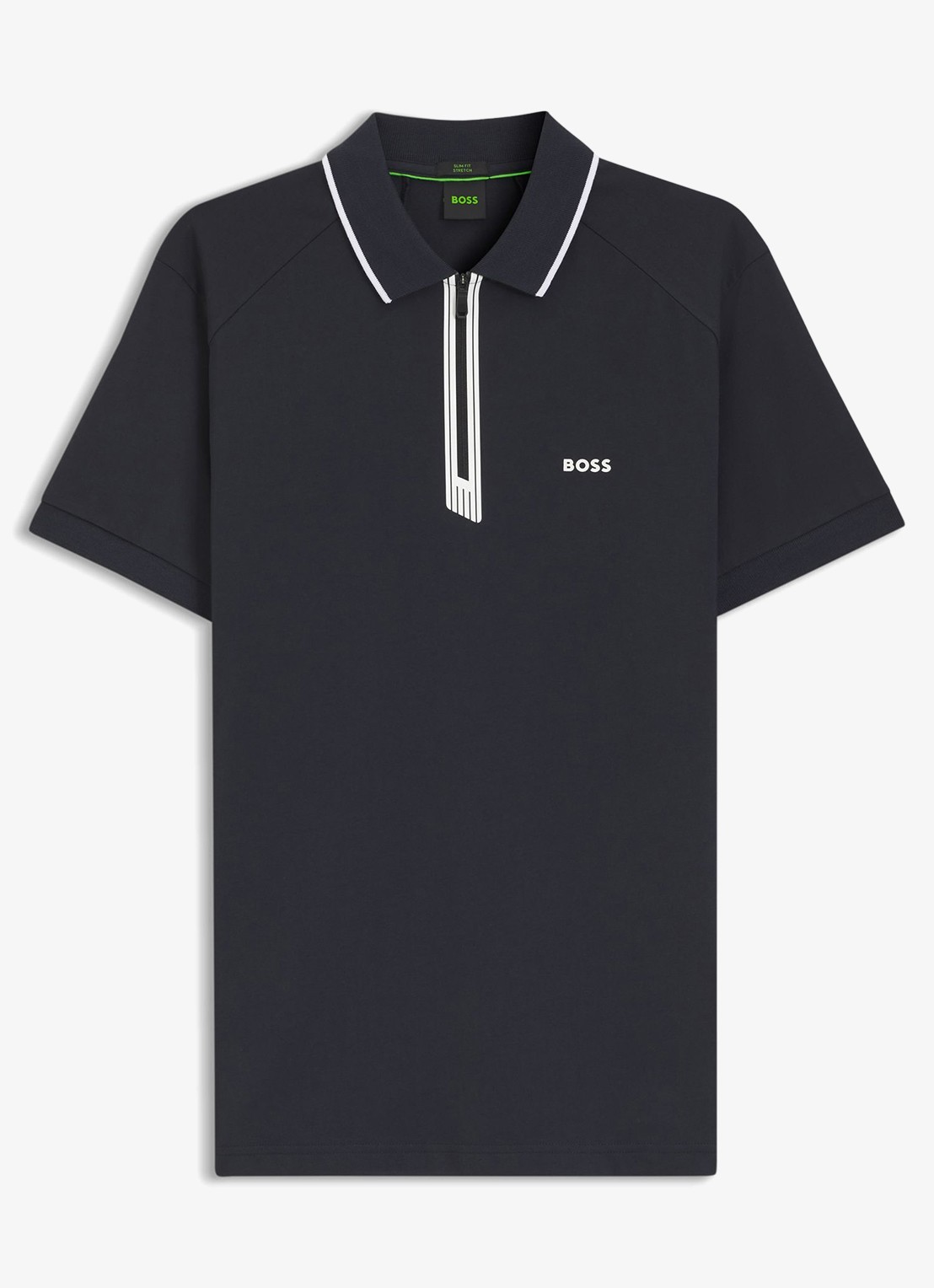 BOSS Polo met halve rits - voorkant 2 donkerblauw