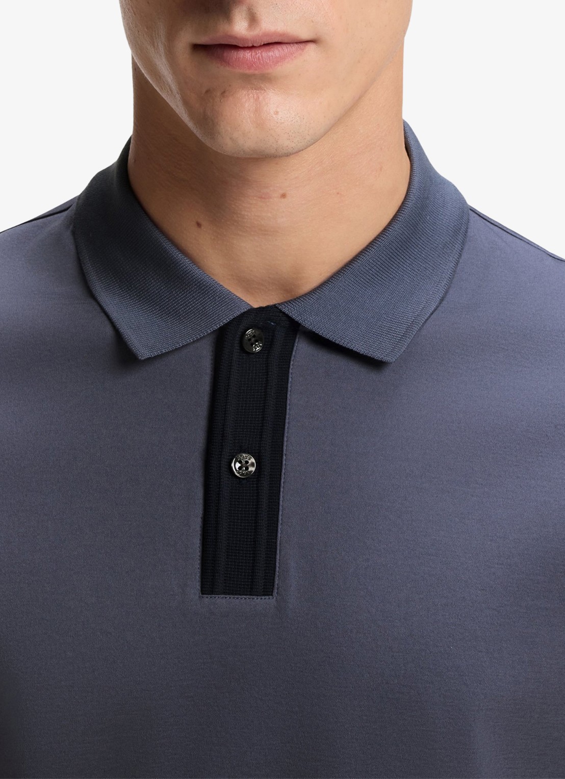 BOSS Polo met korte mouw - detail 5 open blue-466 / blauw