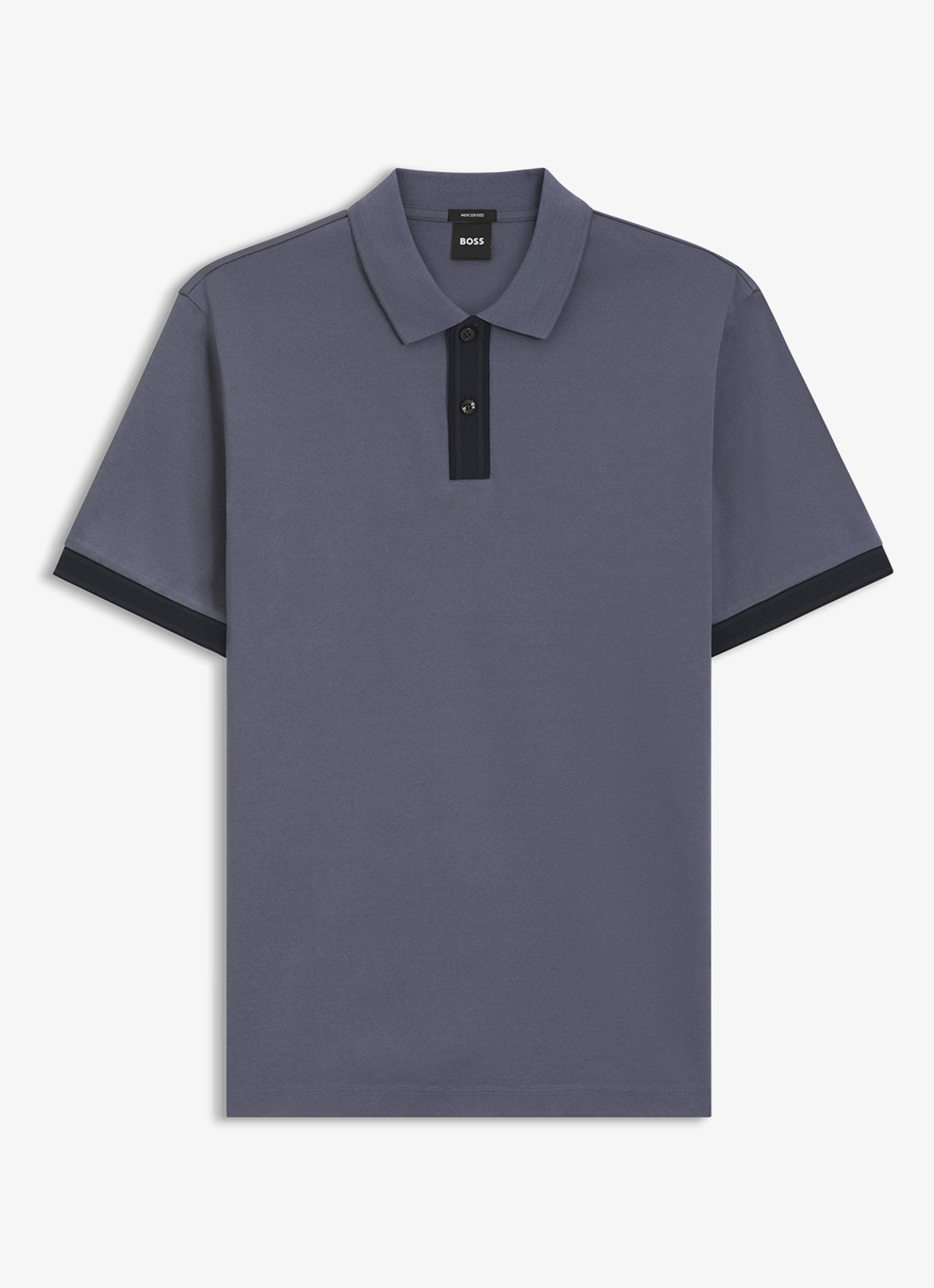 BOSS Polo met korte mouw - voorkant open blue-466 / blauw