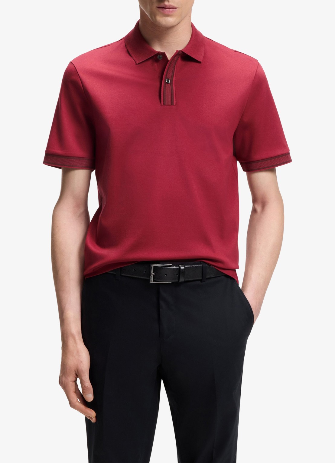 BOSS Polo met korte mouw - detail 3 medium red-611 / rood