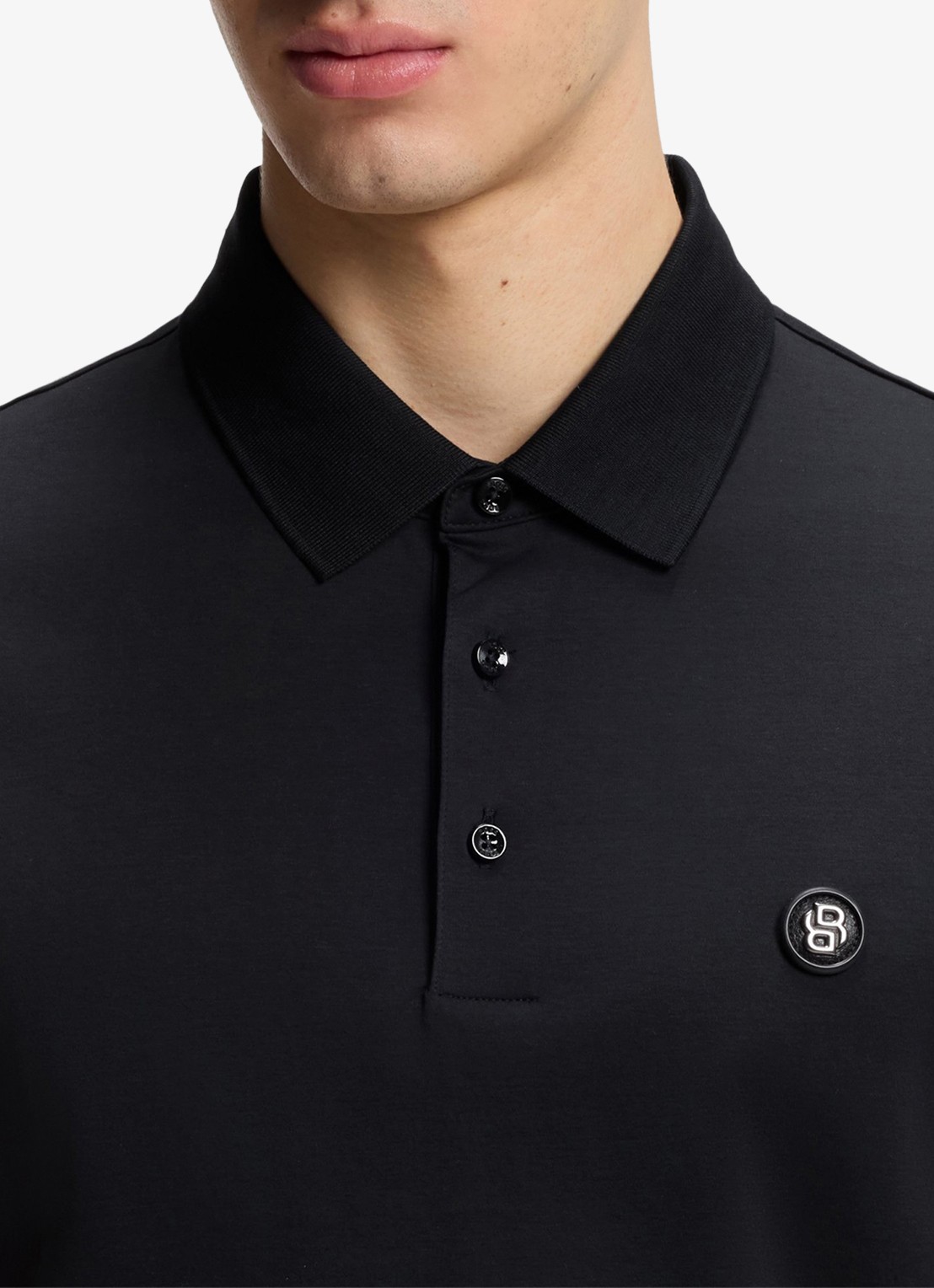 BOSS Polo met logo - detail 4 donkerblauw