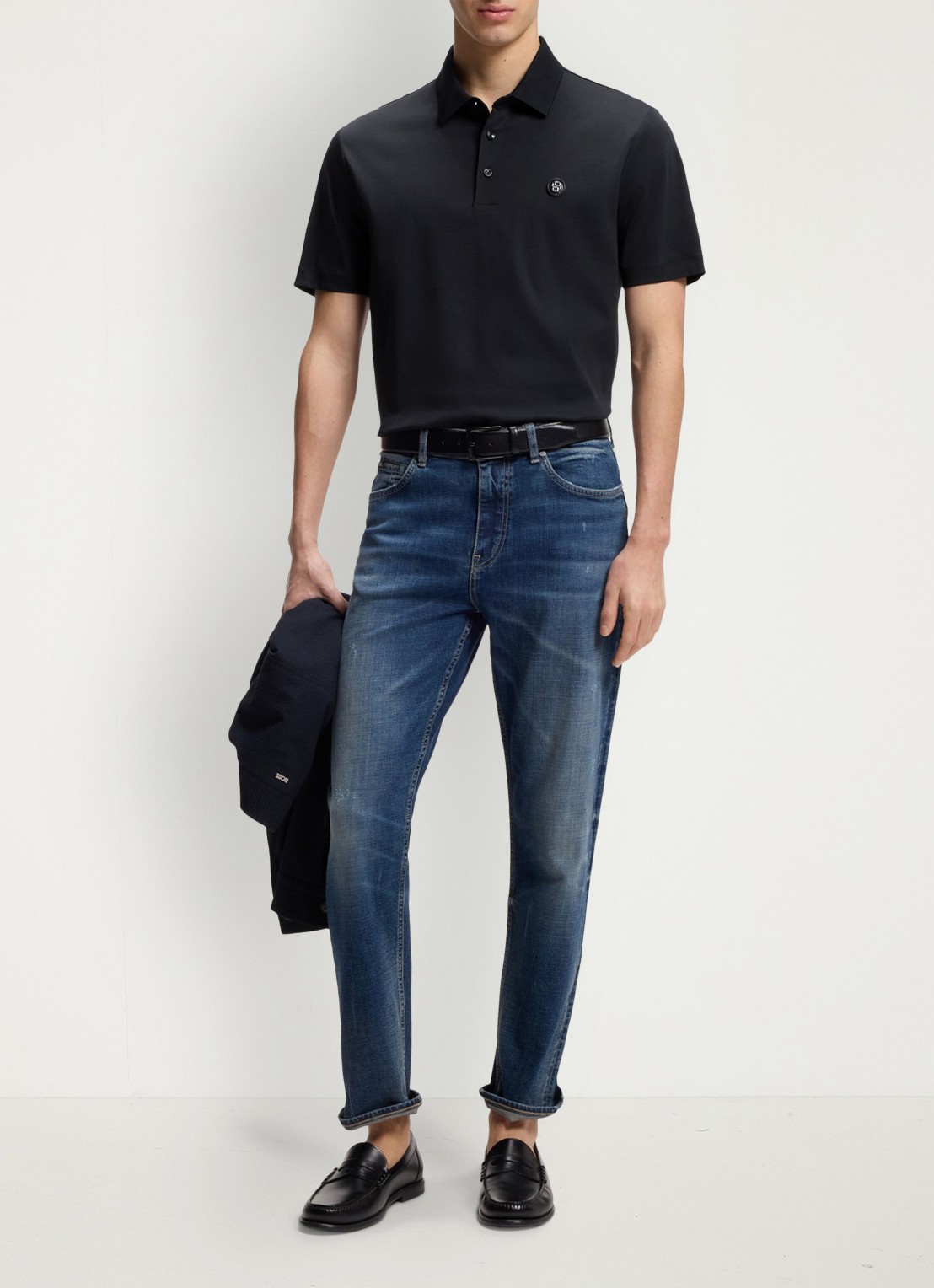 BOSS Polo met logo - voorkant 2 donkerblauw