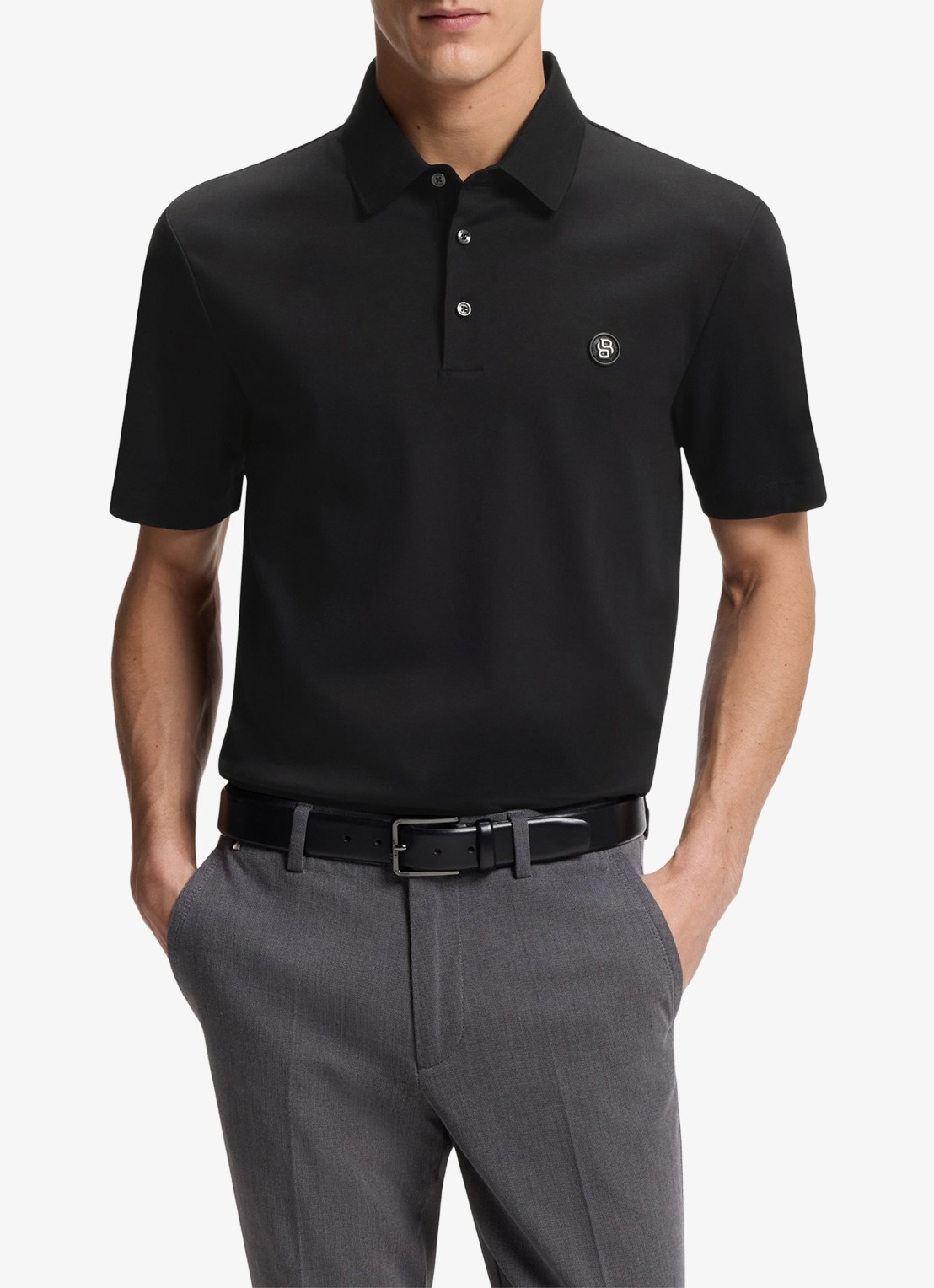 BOSS Polo met logo - detail 4 zwart