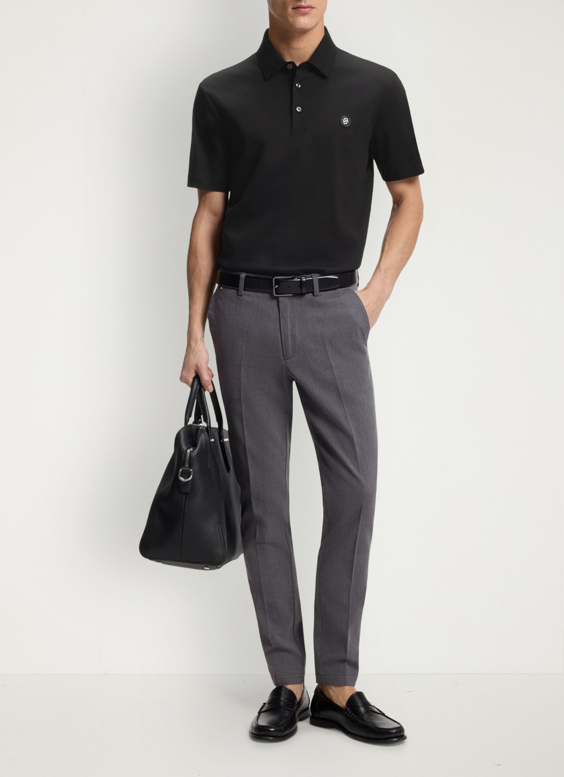 BOSS Polo met logo - voorkant 3 zwart