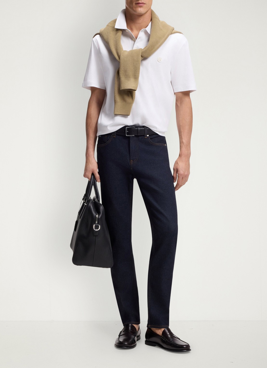 BOSS Polo met logo - voorkant 4 wit
