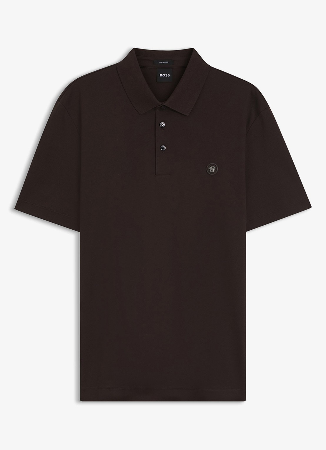 BOSS Polo met logo - voorkant 2 donkerbruin