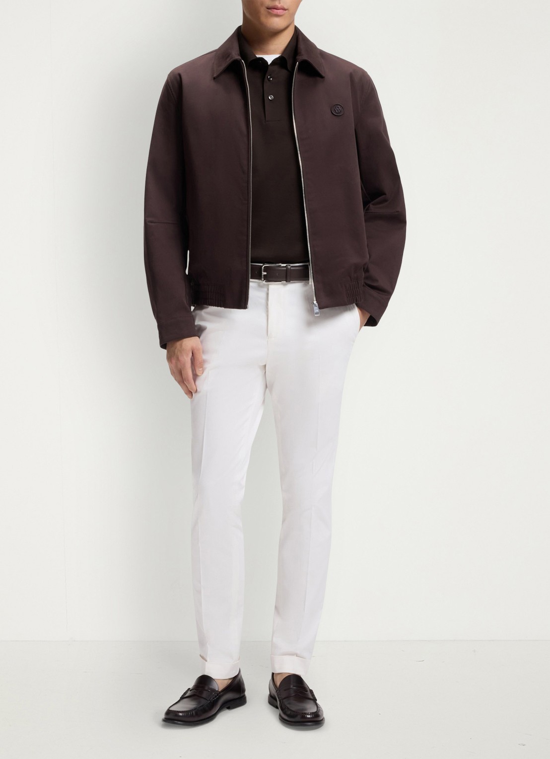 BOSS Polo met logo - voorkant 3 donkerbruin