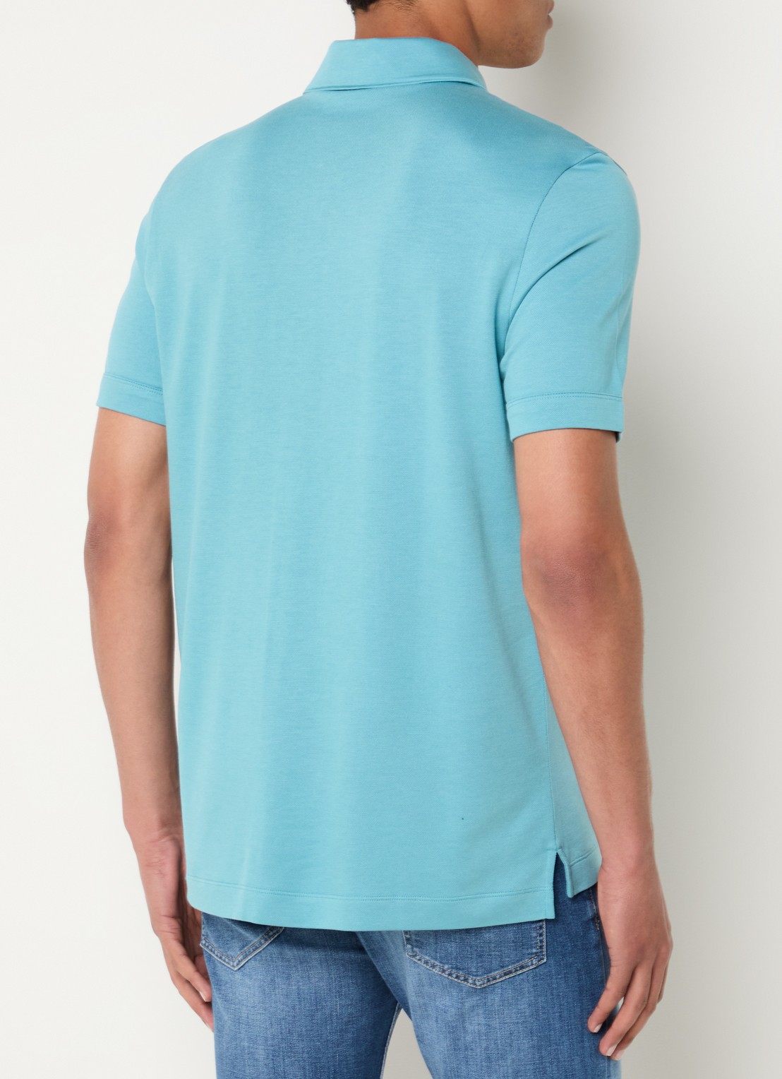 BOSS Polo met piquéstructuur en kraag met rits - achterkant 4 turquoise