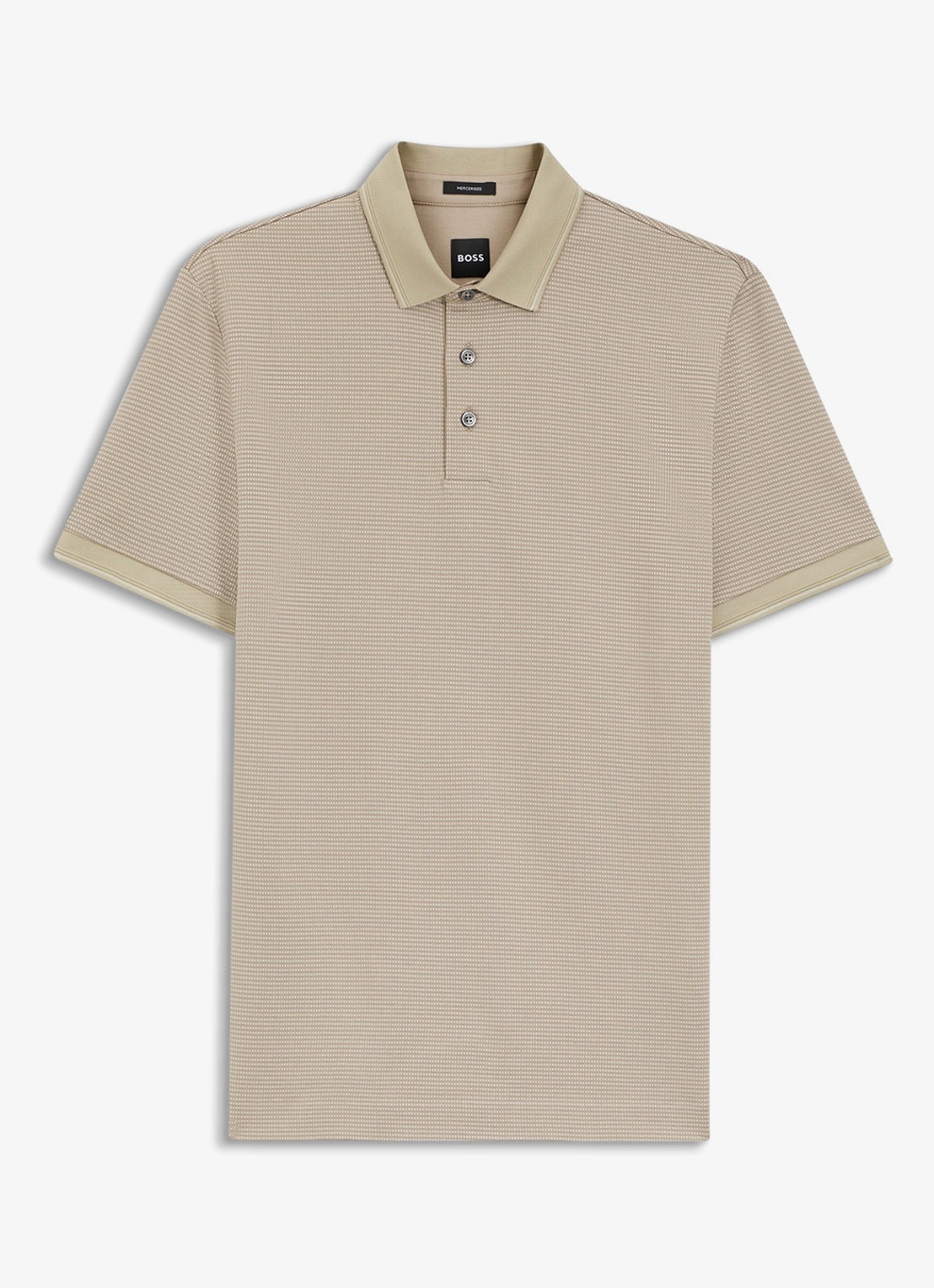 BOSS Polo met streepprint - voorkant 3 beige