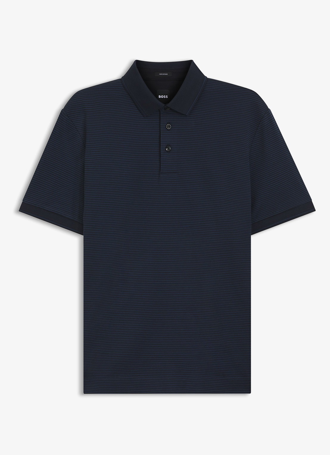 BOSS Polo met streepprint - voorkant 2 donkerblauw