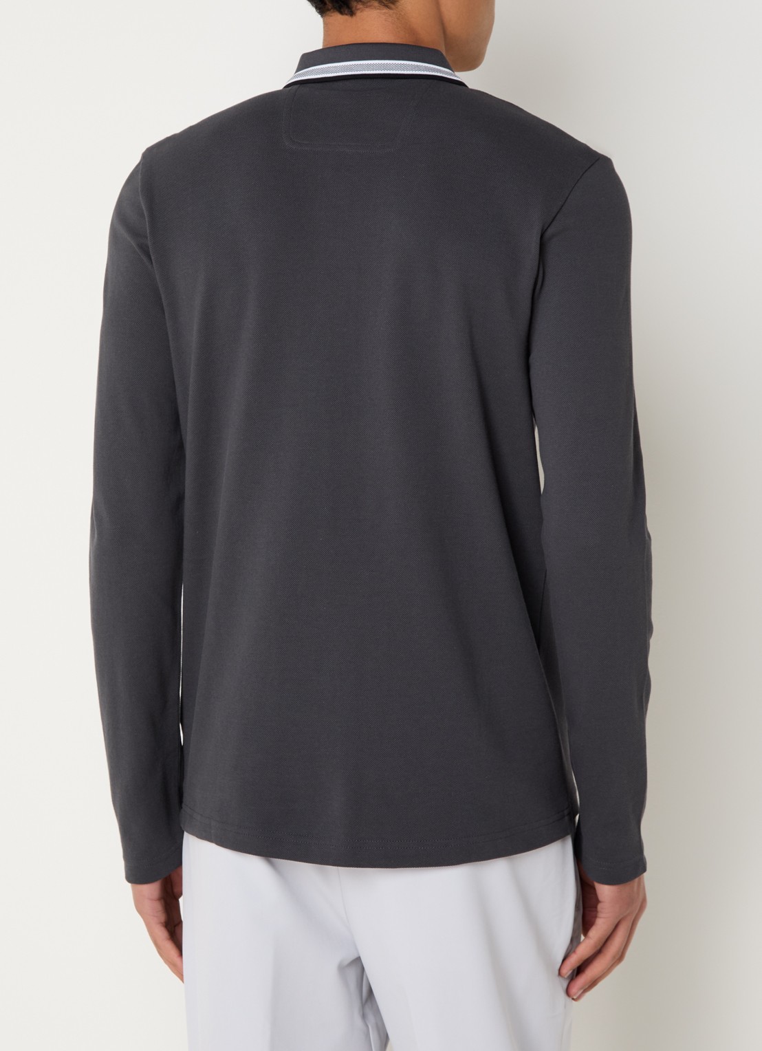 BOSS Polo van katoenpiqué met contrastlogo - achterkant 3 donkergrijs