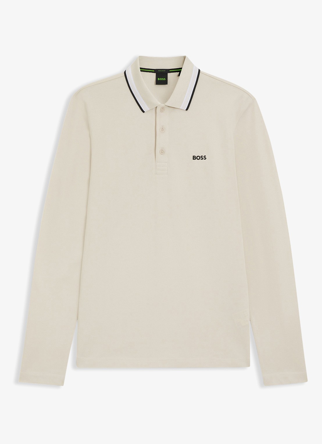 BOSS Polo van katoenpiqué met contrastlogo - voorkant 3 gebroken wit