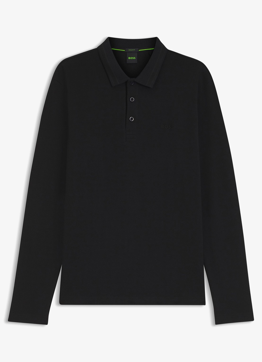BOSS Polo van katoenpiqué met contrastlogo - voorkant zwart