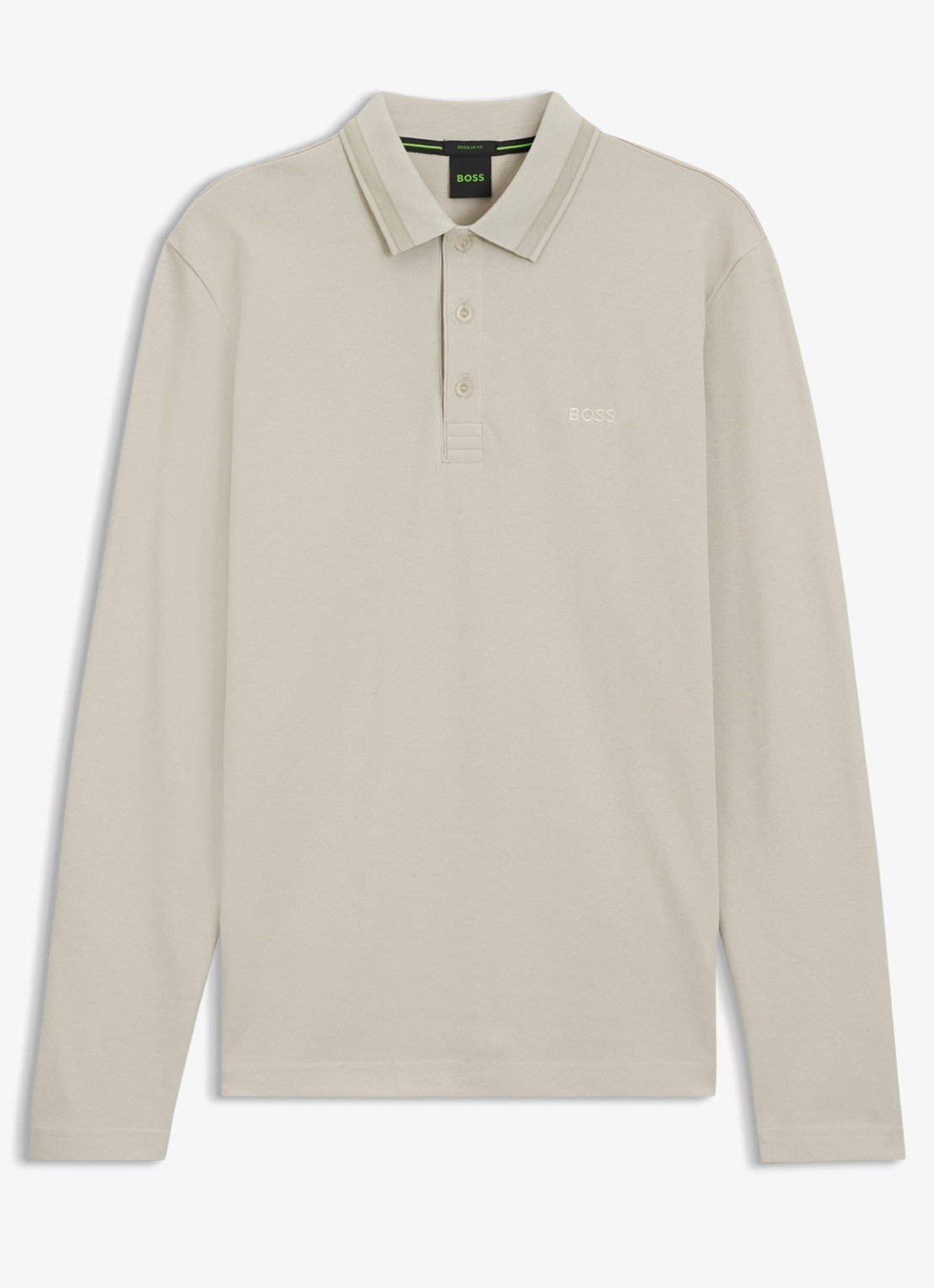BOSS Polo van katoenpiqué met contrastlogo - voorkant 4 beige