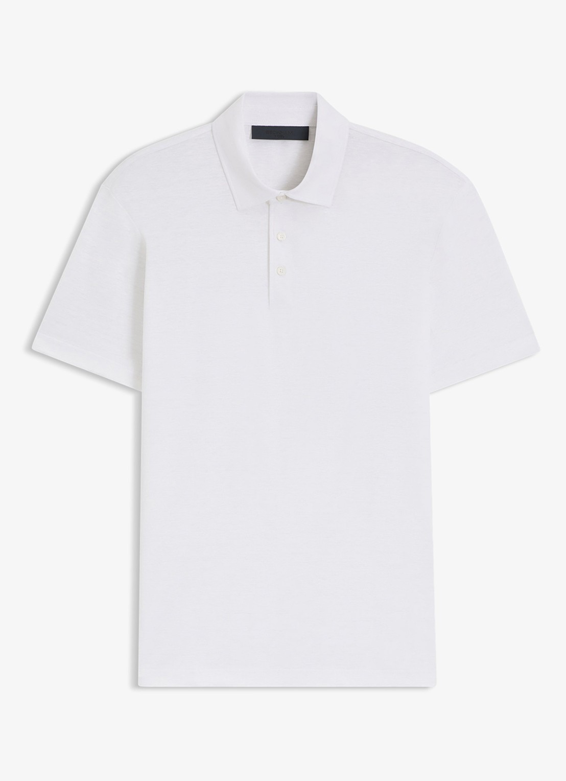 BOSS Polo van linnen  - voorkant 4 white-100 / wit
