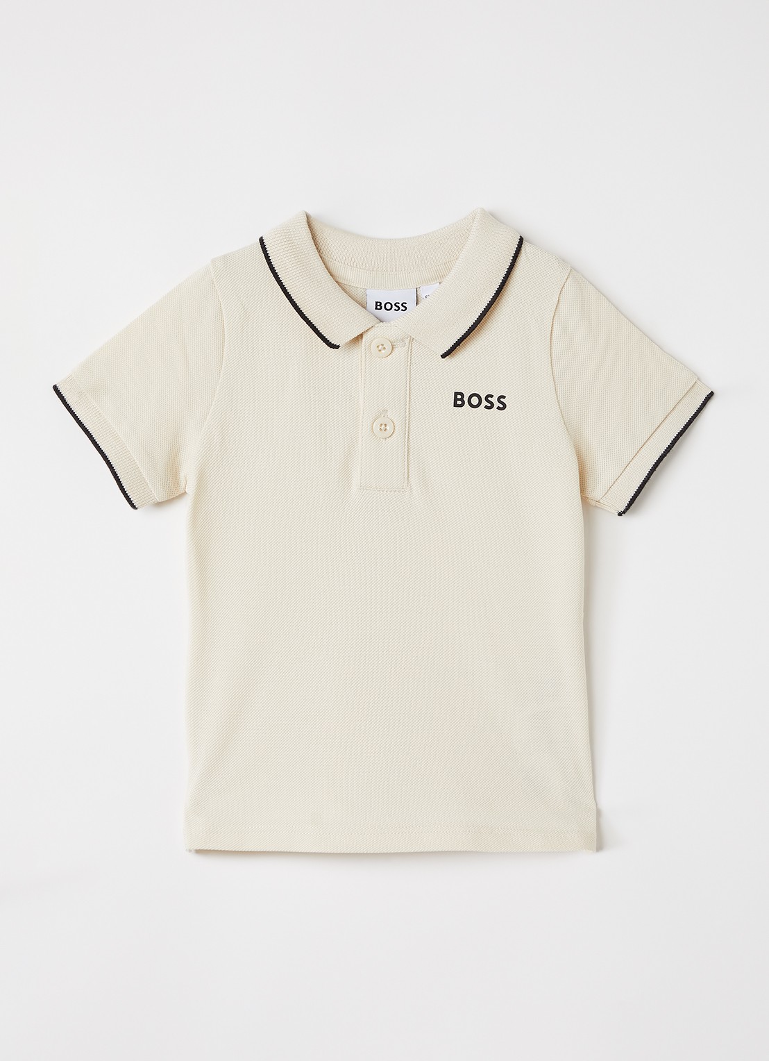 BOSS Polo van piqué katoen met logo - voorkant beige
