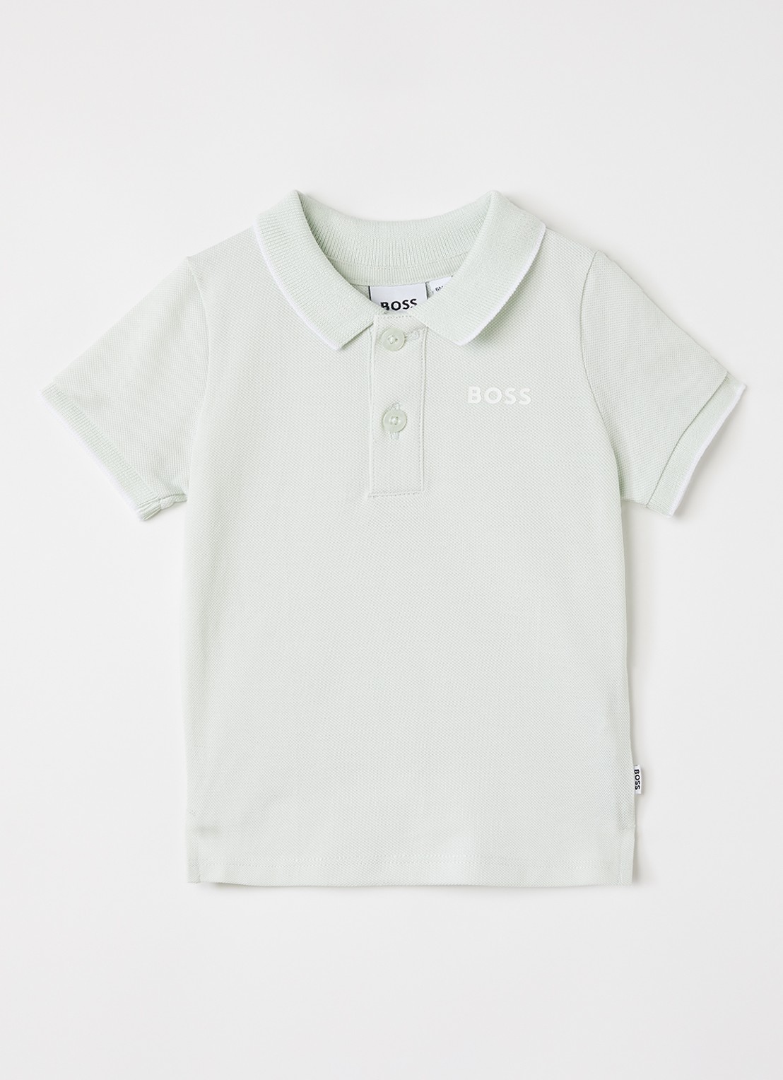 BOSS Polo van piqué katoen met logo - voorkant lindegroen