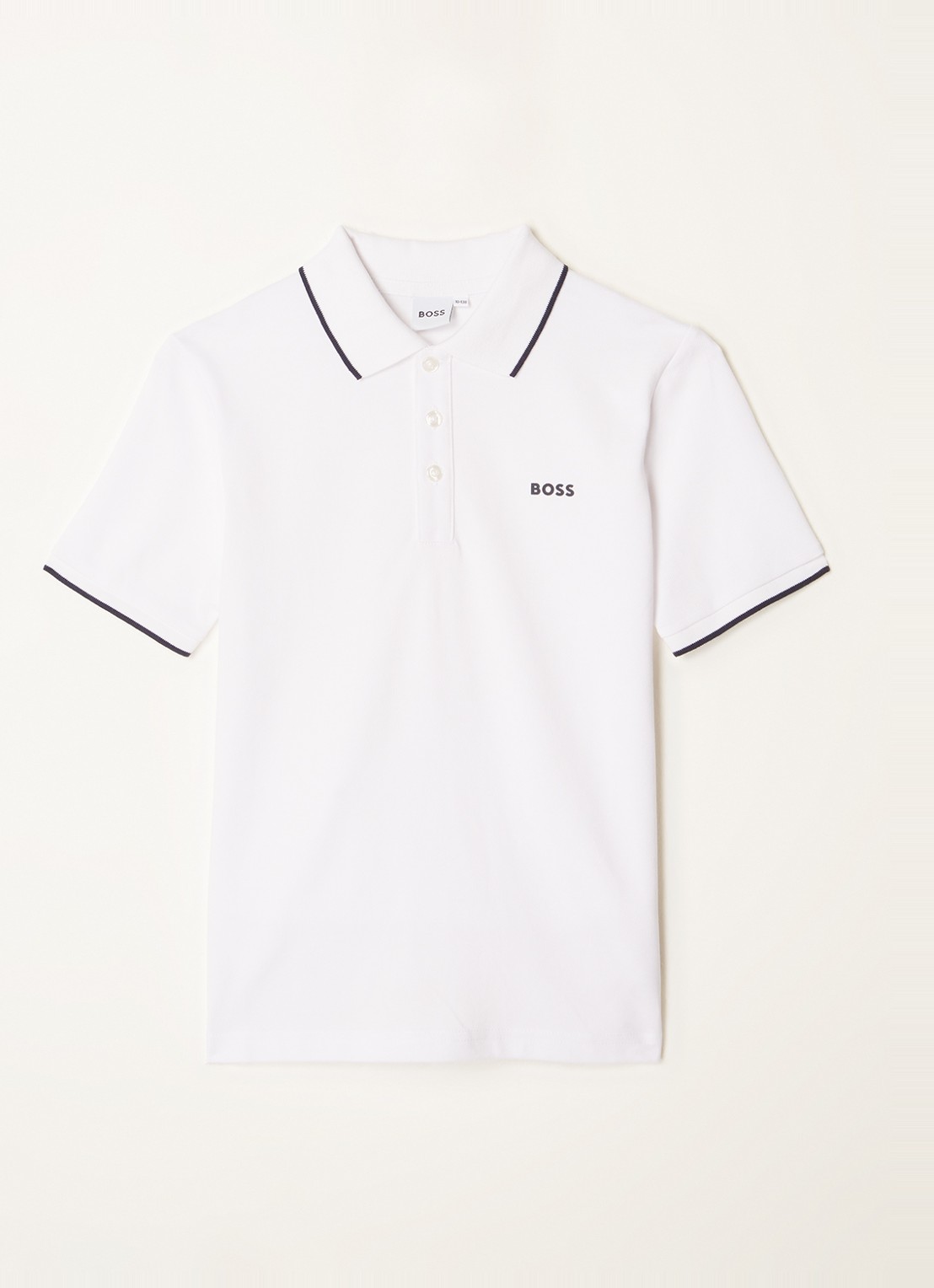BOSS Polo van piqué katoen met logo - voorkant wit