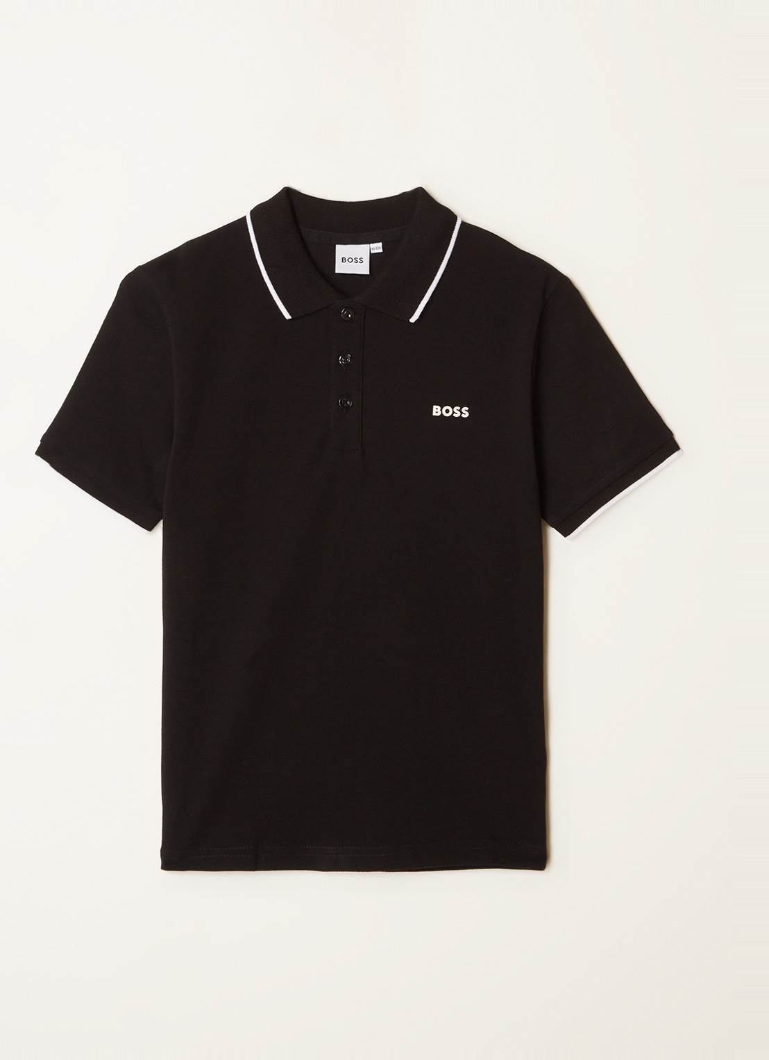 BOSS Polo van piqué katoen met logo - voorkant zwart