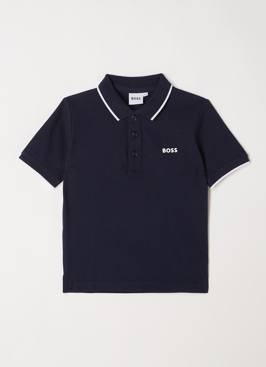 BOSS Polo van piqué katoen met logo - voorkant donkerblauw